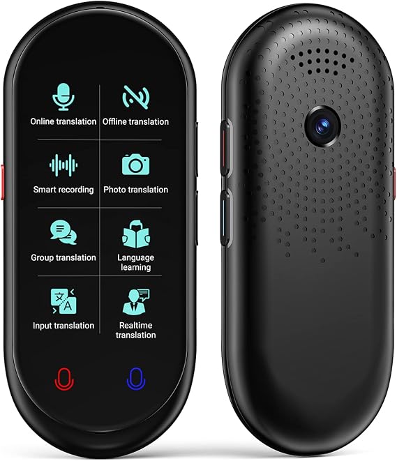Language Translator Device No WiFi Needed, Ai ChatGPT Translator Intelligence Voice Instant Two-Way Language Translation Support Offline, Recording and Photograph (Black)