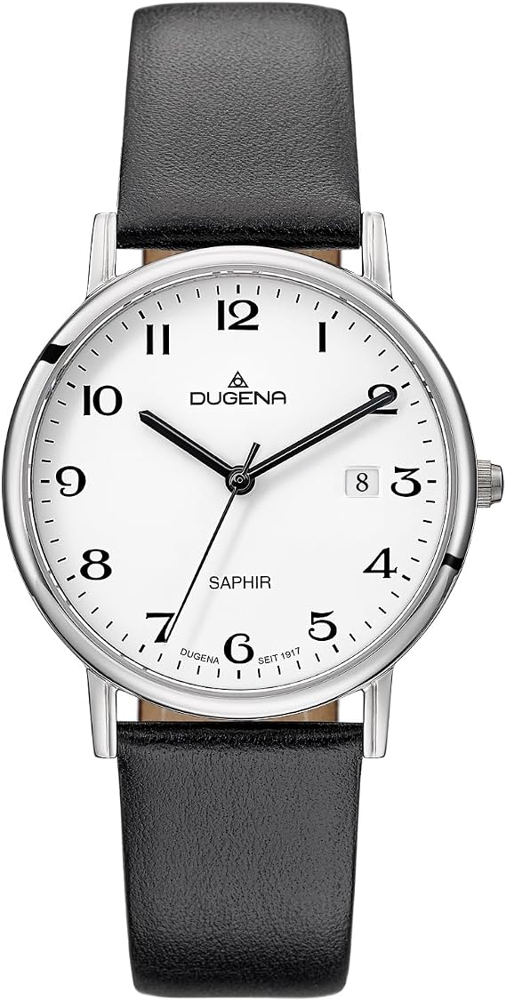 Dugena Herren Quarz-Armbanduhr Saphirglas Lederarmband Zenit