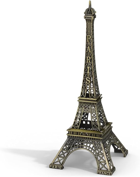 HOMSFOU Vintage Eiffel Tower Model 3D Architectural Craft Alloy Figurine Desktop Decor Landmark Ornament Gift