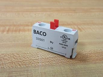 BACO CONTROLS 33S01 Contact Block, 3 AMPS, 240 VAC, 6 AMPS, 1 NC, 120 VAC, Screw Terminal