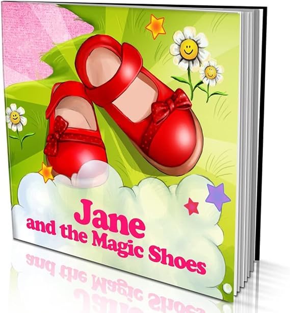 Personalized Story Book by Dinkleboo The Magic Shoes Girls 0 to 8 Years Old - Story About Your Daughters Magical Adventure - Soft Cover -Smooth, Glossy Finish (8"x 8")