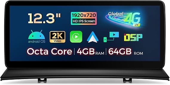 XTRONS 12.3 Inch Android 14 Car Stereo for BMW X3 E83 (2004-2009) Without Original Display, Touch Screen 4+64GB Global 4G Car Radio Support Wireless CarPlay Android Auto