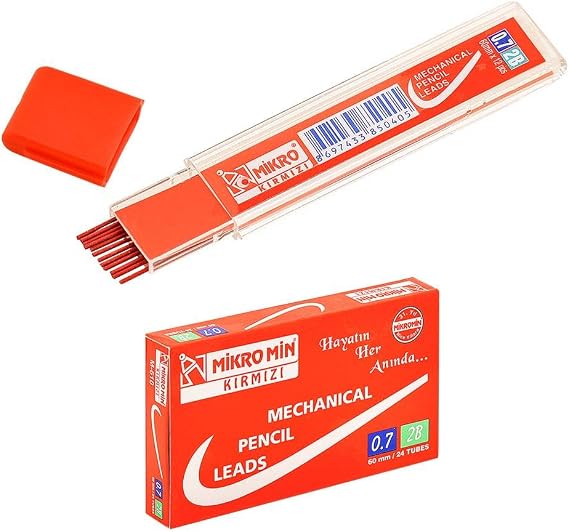 Mikro M-610 60 mm Kurşun Kalem Ucu Kırmızı 0.7 mm T.