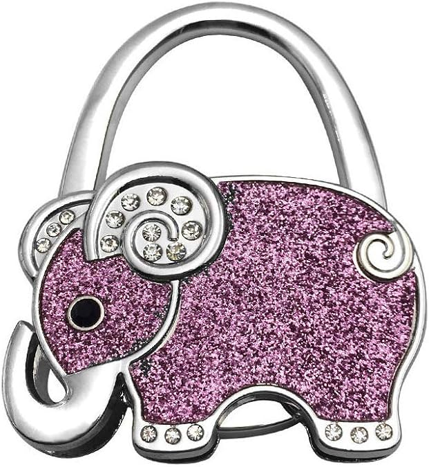 Vpang 2 Pcs Purse Hook Purse Hanger Elephant Shaped Foldable Handbag Hanger Folding Table Hanger Holder Bag Storage