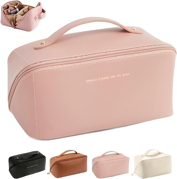 Ultimate Travel Makeup Organizer Bag for Women - Large Cosmetic Bag with Multiple Compartments and Toiletry Bags Makeup Bag Makeup Organiser Bag Make up Bag Travel Makeup Bag (Pink)