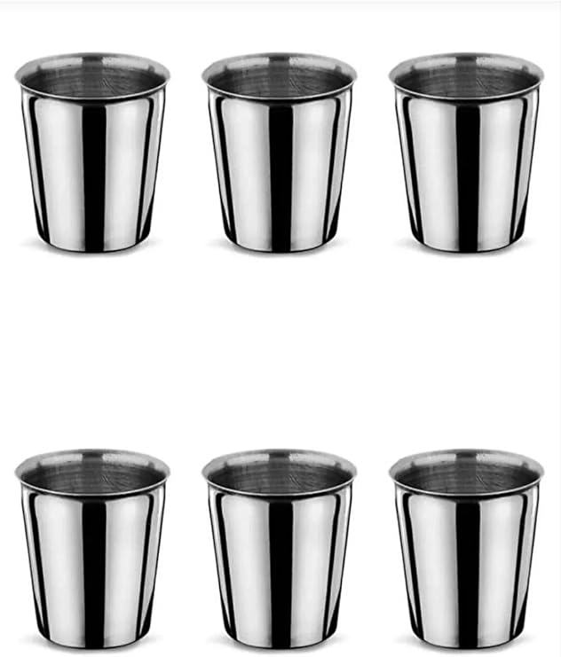 SİİRT YÖRESEL 6 Adet Çelik Bardak, 6 Lı Krom Su Bardağı, 220Ml Paslanmaz Kararmaz,