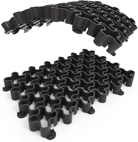 Standartpark Vodaland Permeable Pavers - EasyPave Grass & Gravel Driveway Grid - Load Class A-D, 100% Recycled PPE Plastic Pavers, 2" Depth, 35 Sq Ft/ 14 Units, Black