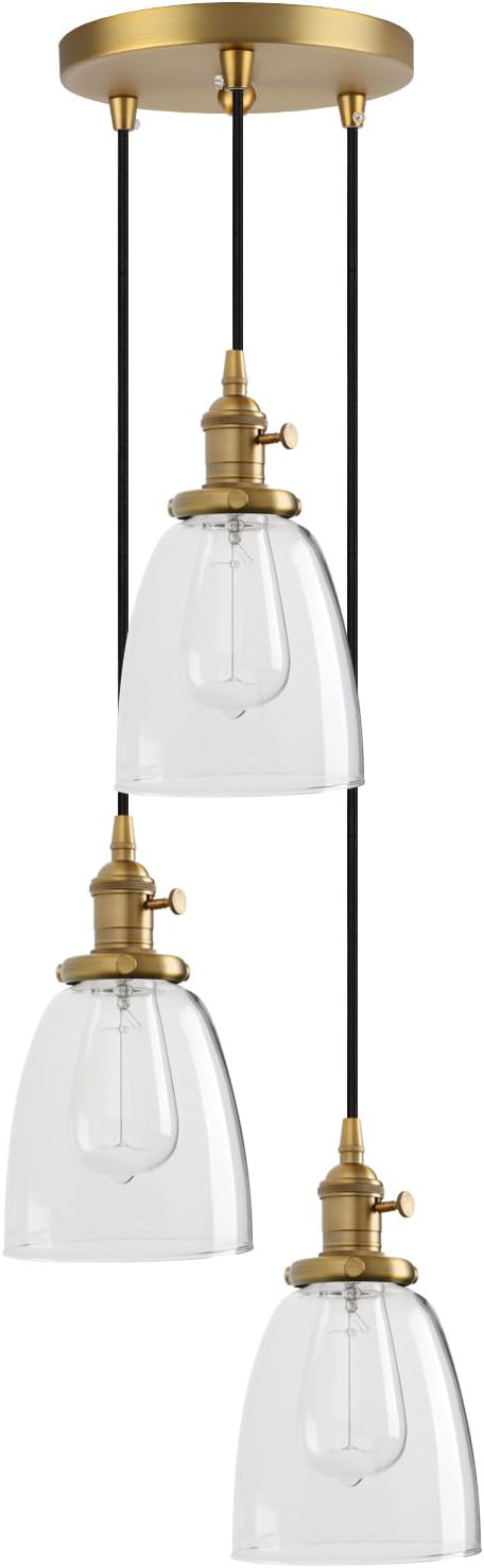 PathsOn Industrial Modern Loft Bar Edison Pendant Lights Retro Lamp Flush Ceiling Light 3 Lights Hanging Light Fittings Chandelier for Restaurant Living Room Dining Room Bedroom