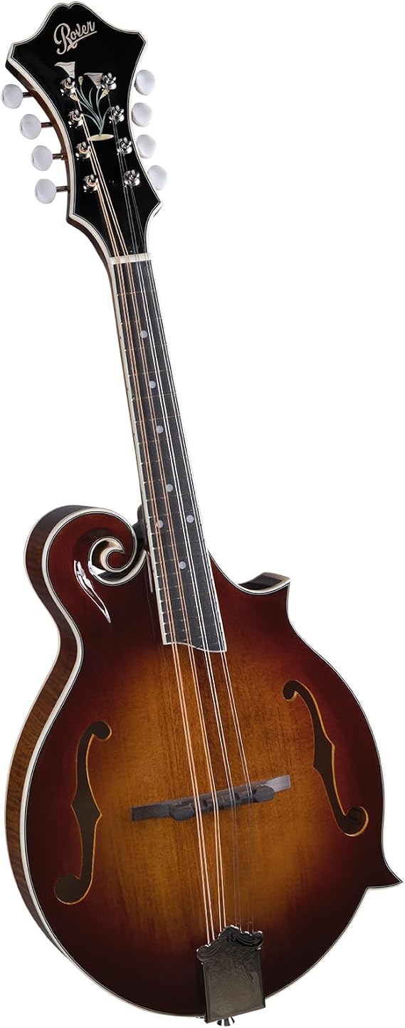 Rover RM-85 Deluxe F-model Mandolin Burgundy Burst Solid Sitka Spruce Top & Flamed Maple Body with Adjustable Bridge and Gig Bag