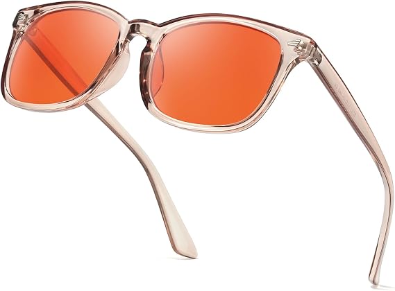 TJUTR 99.9% Blue Light Blocking Sleep Glasses, Professional 2.0 AR Coatings Amber Lens for Computer Reduce Eyestrain (A3 Clear Coffee)