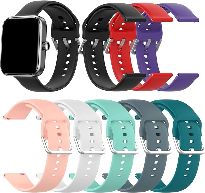 RuenTech Compatible with QXQ T60 Smart Watch Band, Replacement Flexible Silicone Straps Sport Wristbands for Kuizil Smartwatch