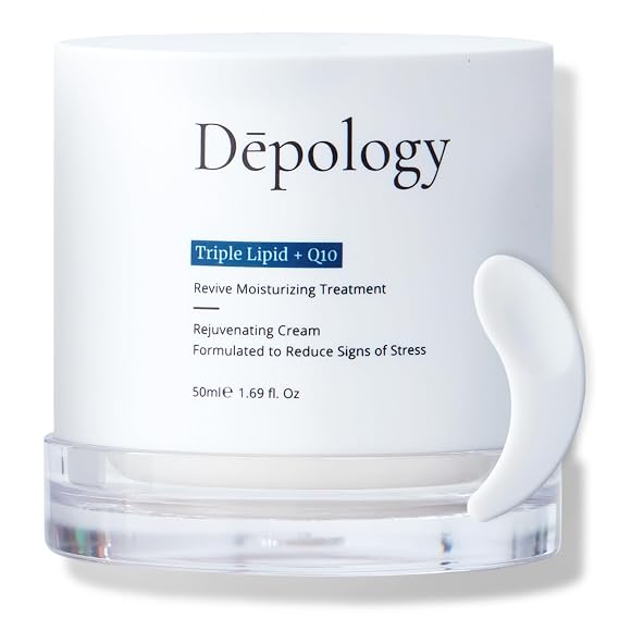 depology Triple Lipid+Q10 Facial Moisturizer | Daily Face Cream with Ceramides and Niacinamide for All Skin Types | Repair Face Moisturizer Formulated to Lower Stress | No Fragrance 1.69 fl oz