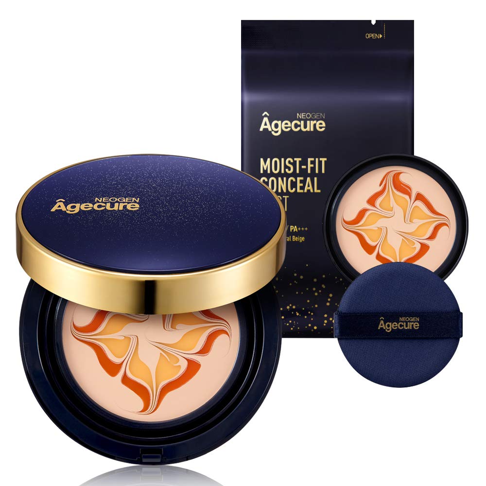 NEOGEN Agecure I REFILL GIFT SET I SPF50, PA I 99.5% Pure Gold Moist-Fit Essence Cover Foundation Pact #23 Natural Beige 0.94 oz