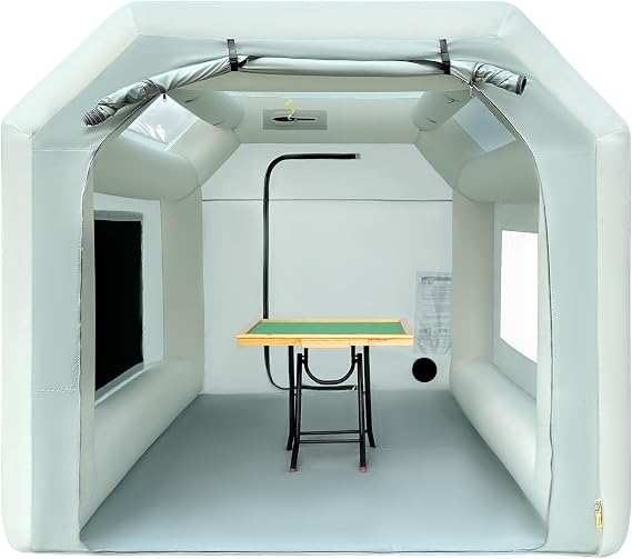 OZIS 10.8x8.2x7.2Ft Inflatable Paint Booth with Blower and Air Filter System Portable Paint Spray Booth for DIY Painting Car Truck Motorcycle Garage Furniture Parts Paint Renovation