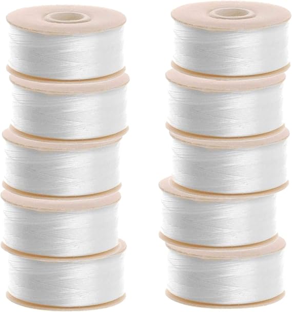 Nymo 10 Bobbins of 64 Yards Size D White Nylon Beading Thread for Delica Beads