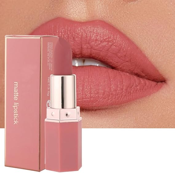 Matte Lipsticks for Women, Hydrating High Pigmented Smooth Lipsticks, Matte Velvet Non-Stick Cup Not Fade Long-Lasting (01# Honey peach, Pack of 1)