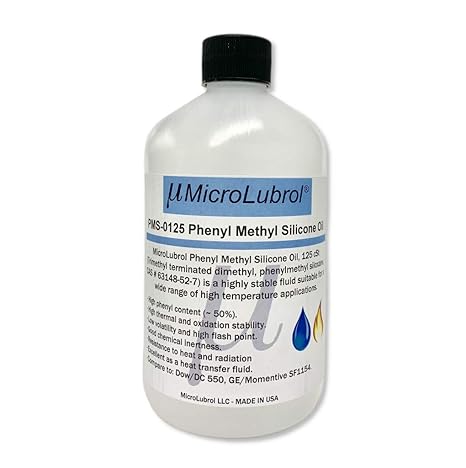 High Temperature Silicone Oil, 125 CST Viscosity, 1 Pint, 16 oz, Prevent Corrosion