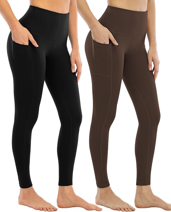 YEZII Fleece Lined Leggings with Pockets for Women,High Waisted Winter Yoga Pants