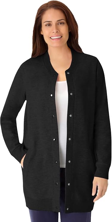 Woman Within Fleece Baseball Jacket Long Oversized Fleece Coat