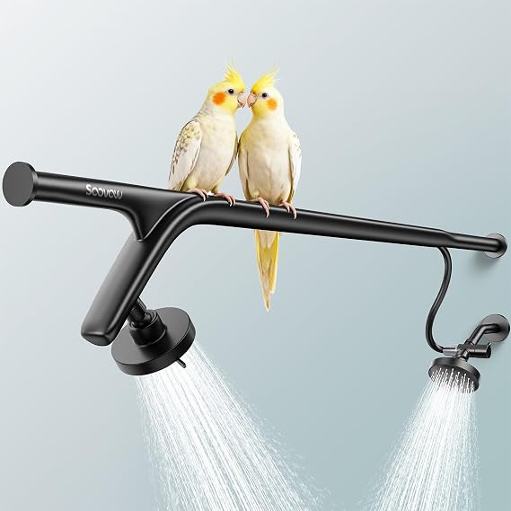 Dual Shower Head System- Double Showerheads for Couples - Black