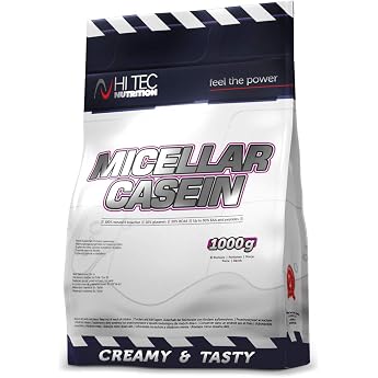 Micellar Casein Proteinpulver 1000g Vanille - Cremiger Eiweißshake & Casein Pulver - Langsam verdaulich für Muskelaufbau Diät & Regeneration - Hi Tec Nutrition