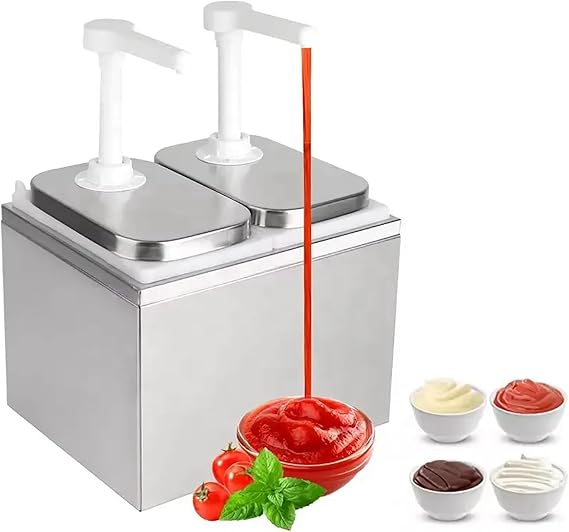 ERICAT Hamburger Sauce Gun, Handheld Sauce Dispenser with Two Condiment Bottle, 360 Rotatable Pressure Head, Precise Distribution and Easy Refilling & Cleaning, for Sauces, Ketchup, Salad Dressings