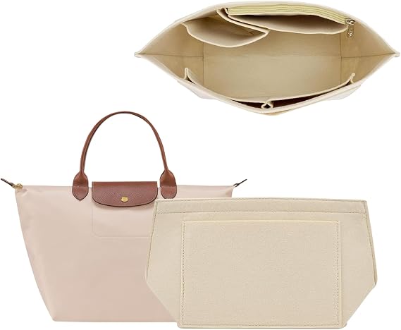 Bag Organizer Insert for longchamp le pliage tote bag organizer Handbags backpack organizer insert (beige-S)