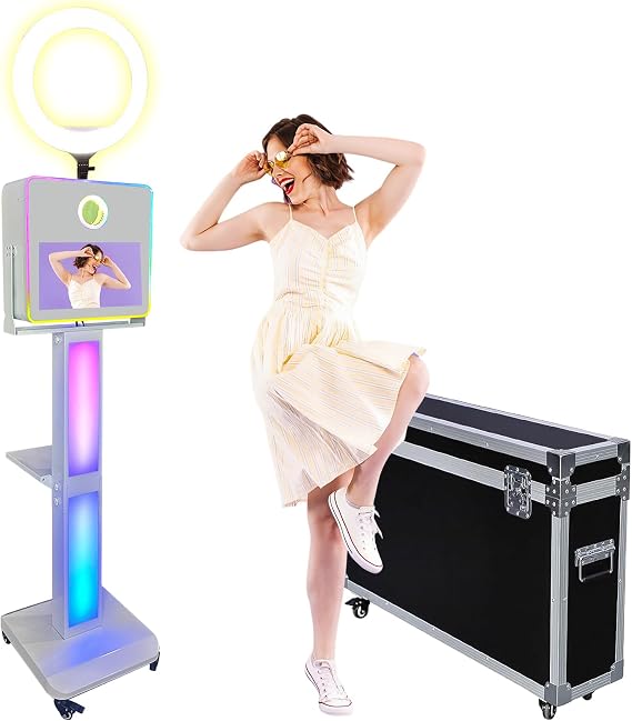 Mirror Photo Booth with 15.6"Touch Screen Portable Magic Mirror Shell Stand