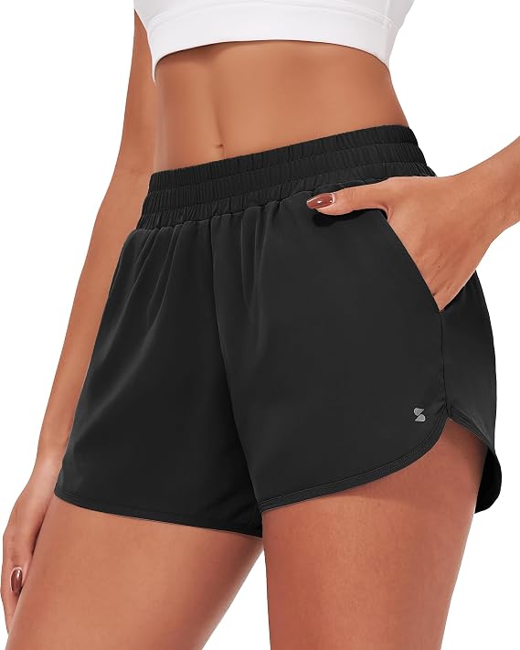 Stelle Womens 3" Running Shorts Quick Dry Athletic Shorts for Workout | Built-in brief, Moisture-wicking fabric, Lightweight comfort, Side pockets, Running, Fitness, Active lifestyle, Gym
