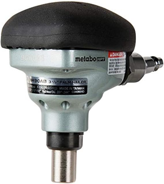 Metabo HPT Palm Nailer, Magnetic Nose 360 Swivel, Joist Hangers, NH90AB | Pneumatic Power Nailers for Connectors, 2-1/2 to 3-1/2 in. Bulk Fasteners, 360-Degree Rotation Air Fitting