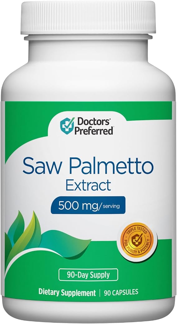 DOCTORS' PREFERRED Saw Palmetto for Men and Women Extract Supplement 500 mg/Serving | 90 Capsules