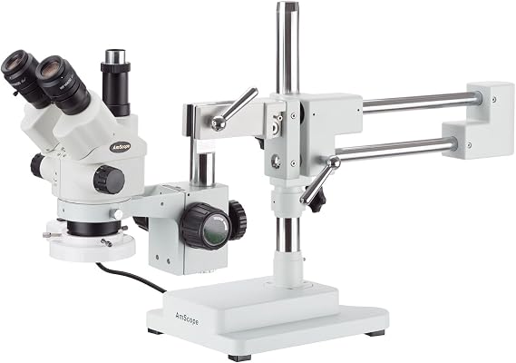 AmScope SM-4NTPZZ-FRL 180X Simul-Focal Stereo Boom Stand Microscope
