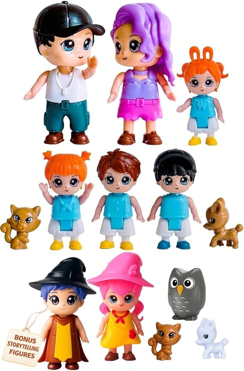 FUNERICA Imagination Bundle Family Dollhouse Figures + Wizard Storytellers Set (13 Pieces)