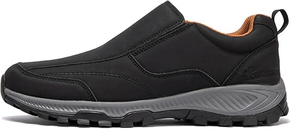 Diabetic Shoes Men's Extra Wide PU Leather Lightweight Trekking Shoes Waterproof Outdoor Shoes Breathable Hiking Shoes Non-Slip Slip-On Hiking Shoes Black 40/250 mm