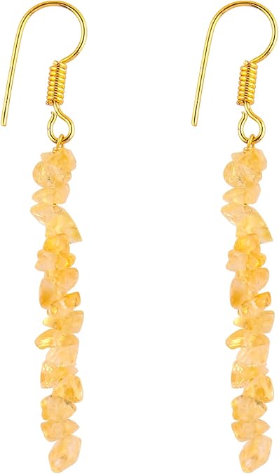 Gold Hook Crystal Drop Earrings for Women | Elegant Natural Stone Dangle Earrings | Lightweight Handmade Earrings for Daily, Party & Gifting