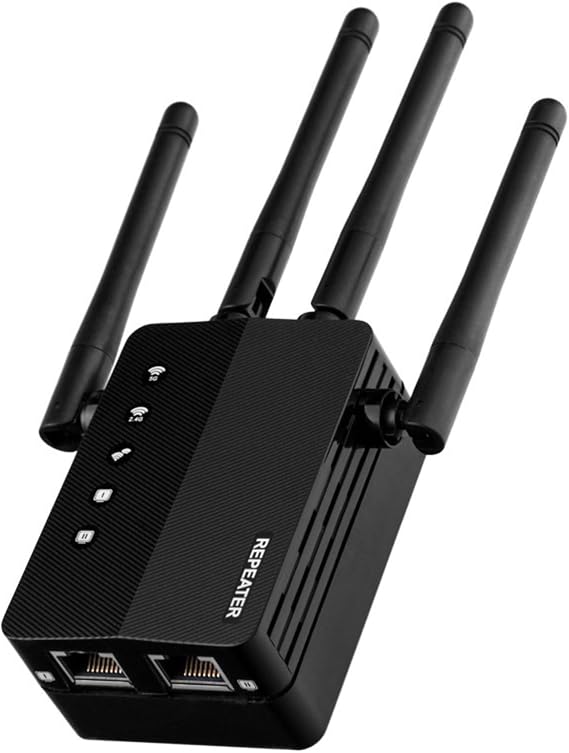 AC 100~240V WiFi Extender Dual Band Max 1200 Mbps 4 Antennas Strong Penetration Network Signal Boost for IP Camera TV PC