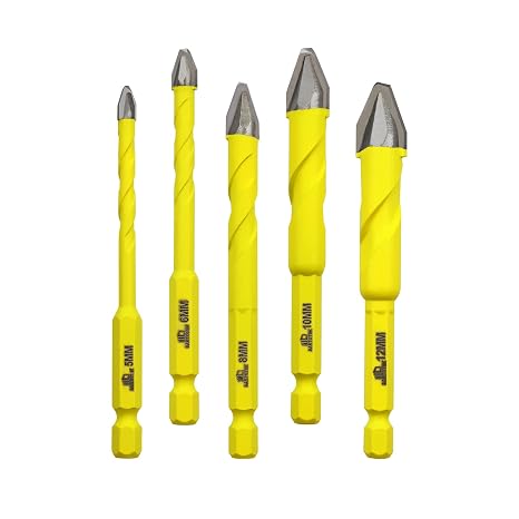 Oblique Head Eccentric Drill Bit 5/6/8/10/12 mm Bit Set DARTOTEK Twist Drill Bit Wood / Plastic / Glass / Concrete / Brick Multi-Material Drill Bit with Bit Storage Case Pack of 5