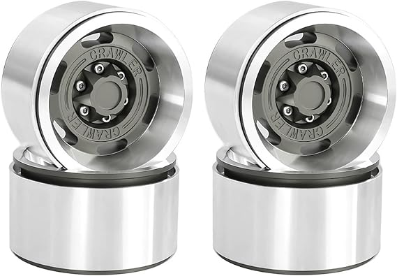 1.9 Metal Beadlock Wheels for 1/10 RC Crawler/Trail Truck, Compatible with Axial SCX10/Capra/TRX-4, CNC-Machined Alloy Rims Heavy-Duty Off-Road Performance Titanium