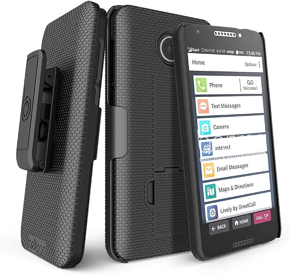Case for Jitterbug Phone Smart2, BELTRON Slim Protective Grip Case & Belt Clip Clip Holster Combo with Kickstand for Lively Jitterbug Smart Smartphone for Seniors (Black, 5049SJBS2)