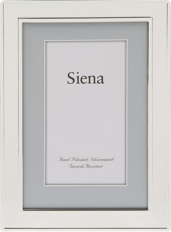 Siena Double Border Plain Silver Picture Frame, Tarnish Resistant Finish, Perfect Photo Frame for any End Table, Credenza, Shelf, or Nightstand, Silver 2x3