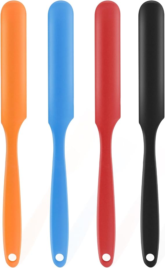 4-Pack Silicone Jar Spatula Set, Long Handle Nonstick Scraper Tools