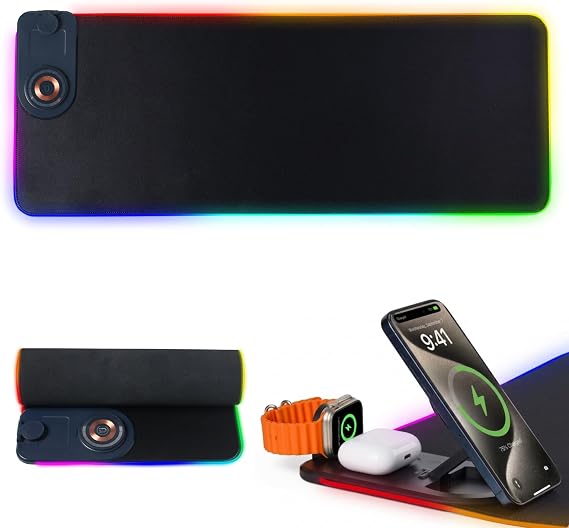 RGB Gaming Mouse Pad, Wireless Charging Mousepad, Mouse Mat