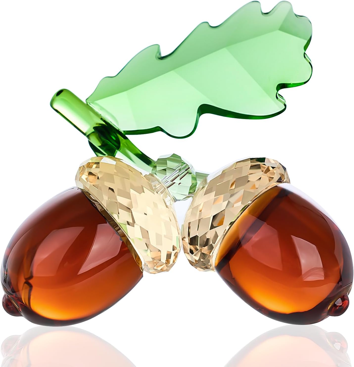 Crystal Acorn Figurines Glass Acorns Paperweight for Decorations Autumn and Thanksgiving Gifts for Home Decor (Brown)