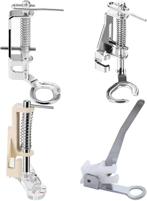 4PCS Large Metal Darning/Free Motion Presser Foot Set for Low Shank Singer, Brother, Janome, Juki, and More Sewing Machines - Include Close Toe, Open Toe, Quilting and Embroidery Foot
