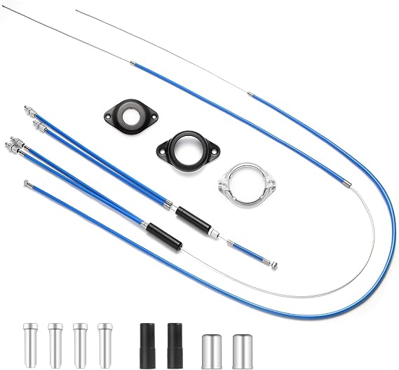 BMX Bike Gyro Brake Cables Kit - 1 Set Front + Rear (Upper + Lower) with Spinner Rotor for Most Gyro Systems and 20" Bikes - High-Performance Brake Wire Line & Housing (Blue),Professional