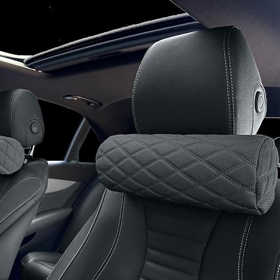 Car Neck Pillow, Car Headrest Pillow for Driving with Adjustable Strap, Memory Foam Neck Pillow with Removable Cover, Soft Comfortable Seat Head Pillow Cushion for Most Cars
