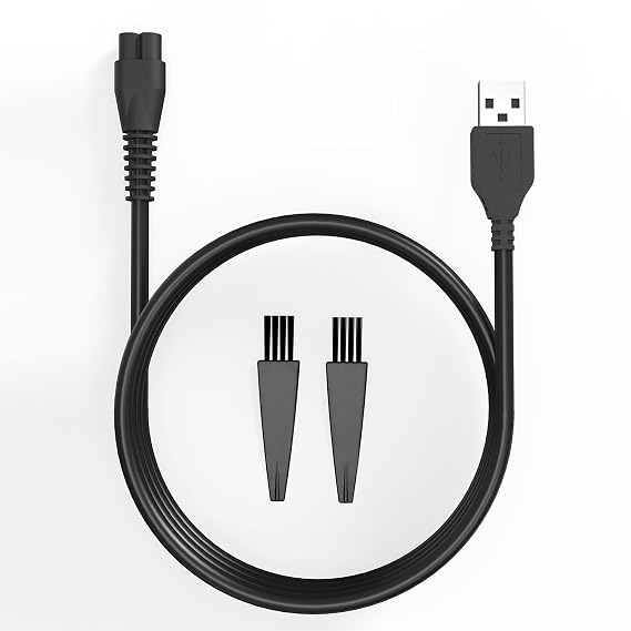 LADYSPOT 5V Body Trimmer Charger Cable, Fits for MANSPOT Trimmer Series, 4.92ft Power Cord, 2 Cleaning Brush(B Charging Port)
