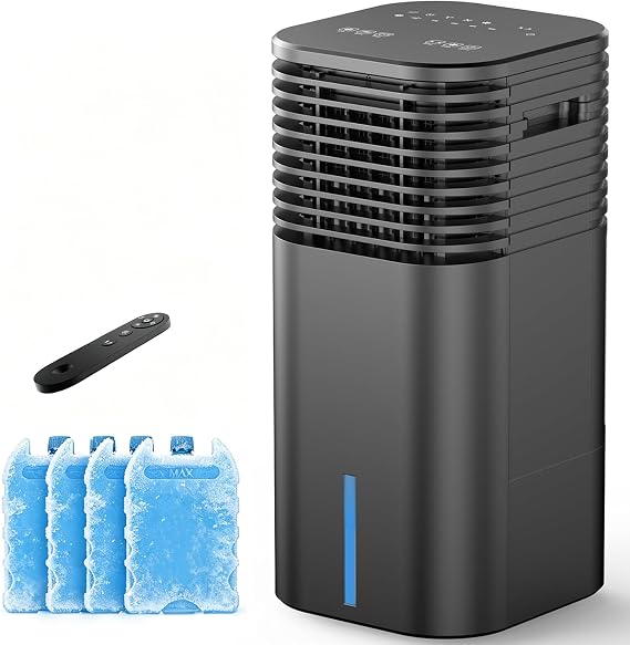 24" Windowless Portable Air Conditioner, 3-IN-1 Portable AC Unit with Remote, 15H Timer & 120Oscillation, 2-Gal Tank, 3 Modes & 3 Speeds, Ultra-Quiet Ventless Swamp Cooler for Home Office, Black