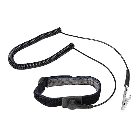 Anti Static Wrist Strap 11" Grounding Bracelet with Alligator Clip, Black