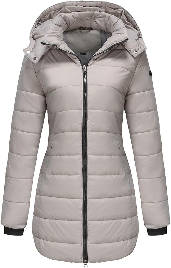 Lightweight Packable Puffer Jacket for Women's Water-Resistant Hooded Winter Long Coats Outdoor Warm Down Coat